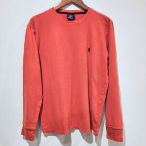 Lauren Ralph Lauren Mens Orange Sleepwear Thermal Long Sleeve Shirt Size Large